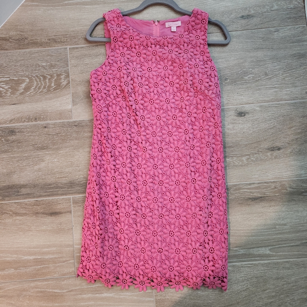 Lilly Pulitzer Pink Floral Lace Mini Dress